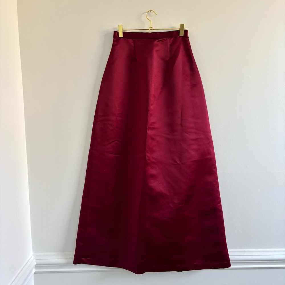 Satin Beaded Matching Set Maxi Dress Burgundy Corset Embellished Vintage Sz xs - Picture 5 of 7